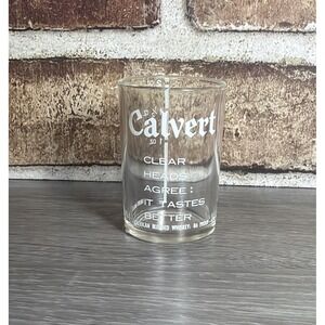 VTG Calvert Whiskey Shot Glass Measuring Jigger Clear Heads Agree Barware